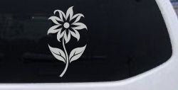 Flower Whimsical Car or Truck Window Vinyl Decal Sticker (Light Gray)