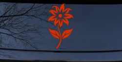 Flower Whimsical Car or Truck Window Vinyl Decal Sticker (Orange Red)