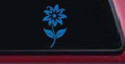 Flower Whimsical Car or Truck Window Vinyl Decal Sticker (Sky Blue)