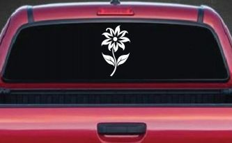 Flower Whimsical Car or Truck Window Vinyl Decal Sticker (White)