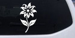 Flower Whimsical Car or Truck Window Vinyl Decal Sticker (White)