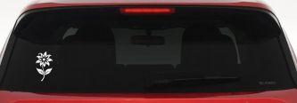 Flower Whimsical Car or Truck Window Vinyl Decal Sticker (White)