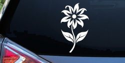 Flower Whimsical Car or Truck Window Vinyl Decal Sticker (White)