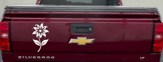 Flower Whimsical Car or Truck Window Vinyl Decal Sticker (White)