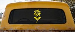 Flower Whimsical Car or Truck Window Vinyl Decal Sticker (Yellow)