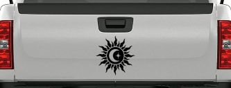 Sun Moon Star Car or Truck Vinyl Window Decal Sticker (Black)