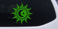 Sun Moon Star Car or Truck Vinyl Window Decal Sticker (Lime)
