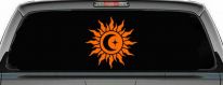 Sun Moon Star Car or Truck Vinyl Window Decal Sticker (Orange)