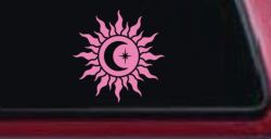 Sun Moon Star Car or Truck Vinyl Window Decal Sticker (Pink)