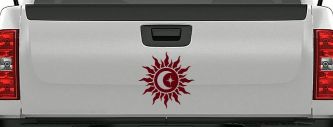 Sun Moon Star Car or Truck Vinyl Window Decal Sticker (Purple Red)