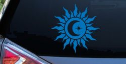 Sun Moon Star Car or Truck Vinyl Window Decal Sticker (Sky Blue)