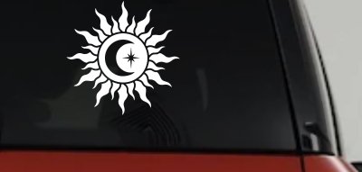 Sun Moon Star Car or Truck Vinyl Window Decal Sticker