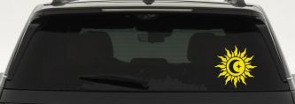 Sun Moon Star Car or Truck Vinyl Window Decal Sticker (Yellow)