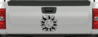 Sun and Moon Kissing Car or Truck Vinyl Window Decal Sticker (Black)