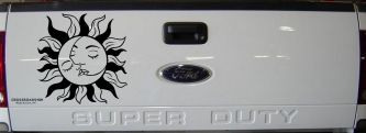 Sun and Moon Kissing Car or Truck Vinyl Window Decal Sticker (Black)