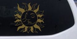 Sun and Moon Kissing Car or Truck Vinyl Window Decal Sticker (Gold)