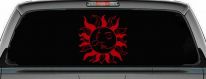 Sun and Moon Kissing Car or Truck Vinyl Window Decal Sticker (Red)