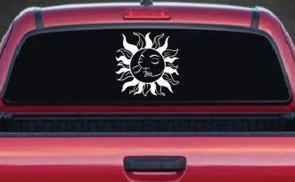 Sun and Moon Kissing Car or Truck Vinyl Window Decal Sticker