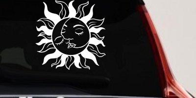 Sun and Moon Kissing Car or Truck Vinyl Window Decal Sticker