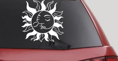 Sun and Moon Kissing Car or Truck Vinyl Window Decal Sticker
