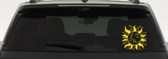 Sun and Moon Kissing Car or Truck Vinyl Window Decal Sticker (Yellow)