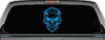 Metal Head Heavy Metal Rock Skull Car or Truck Vinyl Window Decal Sticker (Blue)