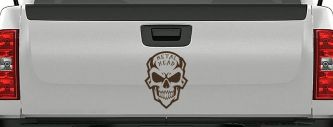Metal Head Heavy Metal Rock Skull Car or Truck Vinyl Window Decal Sticker (Brown)