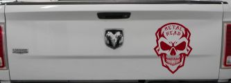 Metal Head Heavy Metal Rock Skull Car or Truck Vinyl Window Decal Sticker (Burgundy)