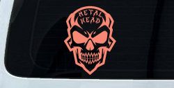 Metal Head Heavy Metal Rock Skull Car or Truck Vinyl Window Decal Sticker (Coral)