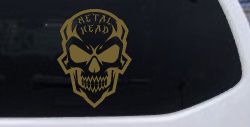 Metal Head Heavy Metal Rock Skull Car or Truck Vinyl Window Decal Sticker (Gold)