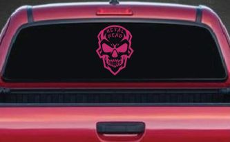 Metal Head Heavy Metal Rock Skull Car or Truck Vinyl Window Decal Sticker (Hot Pink)