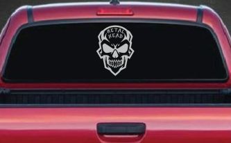 Metal Head Heavy Metal Rock Skull Car or Truck Vinyl Window Decal Sticker (Light Gray)