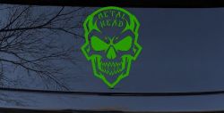 Metal Head Heavy Metal Rock Skull Car or Truck Vinyl Window Decal Sticker (Lime)