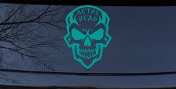 Metal Head Heavy Metal Rock Skull Car or Truck Vinyl Window Decal Sticker (Turquoise)