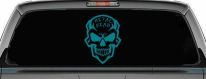 Metal Head Heavy Metal Rock Skull Car or Truck Vinyl Window Decal Sticker (Turquoise Blue)