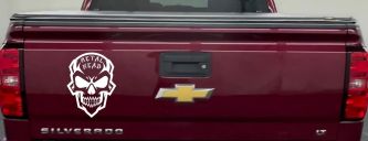 Metal Head Heavy Metal Rock Skull Car or Truck Vinyl Window Decal Sticker (White)