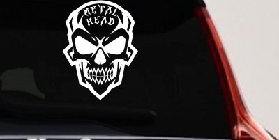 Metal Head Heavy Metal Rock Skull Car or Truck Vinyl Window Decal Sticker