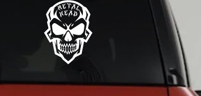 Metal Head Heavy Metal Rock Skull Car or Truck Vinyl Window Decal Sticker