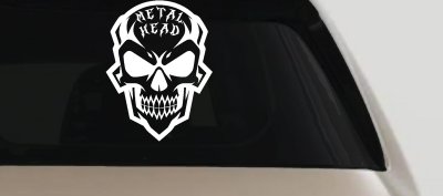 Metal Head Heavy Metal Rock Skull Car or Truck Vinyl Window Decal Sticker