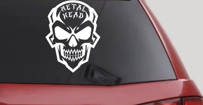 Metal Head Heavy Metal Rock Skull Car or Truck Vinyl Window Decal Sticker