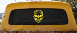 Metal Head Heavy Metal Rock Skull Car or Truck Vinyl Window Decal Sticker (Yellow)