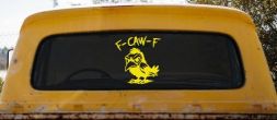 F Caw F Funny F*ck Off Crow Car or Truck Vinyl Window Decal Sticker (Yellow)