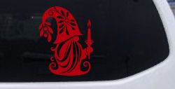 Christmas Gnome Car or Truck Vinyl Window Decal Sticker (Red)