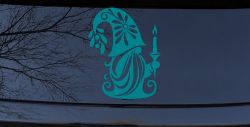Christmas Gnome Car or Truck Vinyl Window Decal Sticker (Turquoise Blue)