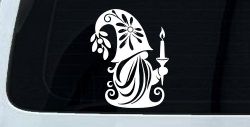 Christmas Gnome Car or Truck Vinyl Window Decal Sticker (White)