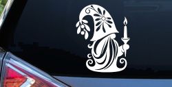 Christmas Gnome Car or Truck Vinyl Window Decal Sticker (White)