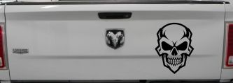 Skull Metal Style Car or Truck Vinyl Window Decal Sticker (Black)
