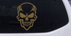 Skull Metal Style Car or Truck Vinyl Window Decal Sticker (Gold)