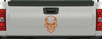 Skull Metal Style Car or Truck Vinyl Window Decal Sticker (Nut Brown)