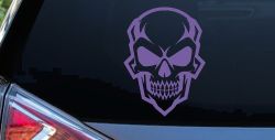 Skull Metal Style Car or Truck Vinyl Window Decal Sticker (Purple)